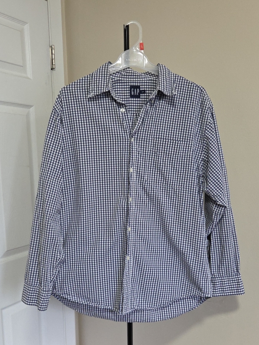 GAP 100% Cotton Men's Blue Check Button-Down Shirt